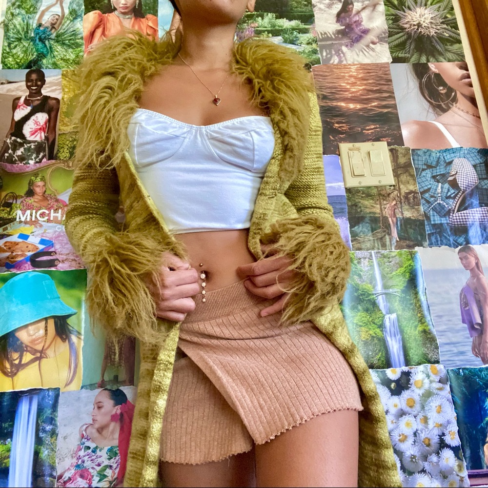 fur lined cardigan // bebe